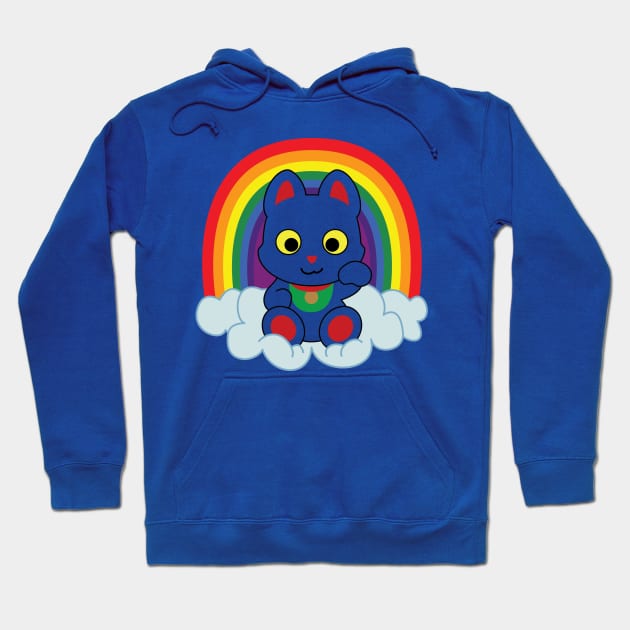 Rainbow Mankei Neko Dark Outline Hoodie by StineBrunson